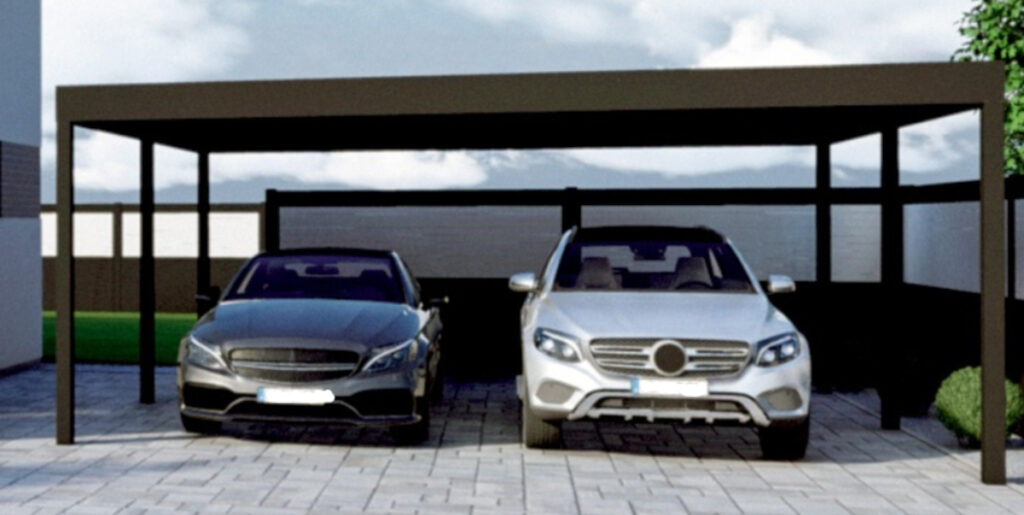 Doppelcarport Alu Flachdach hintergrund